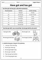 Vorschau - Arbeitsblätter - Have got Has got Klasse 5 - Seite 1