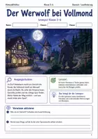 Vorschau - Spiele - Werwolf bei Vollmond – Lesespur Klasse 5–6 - Deckblatt
