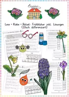 Vorschau - Arbeitsblätter - Frühblüher: Lese-Klebe-Rätsel (Sinnentnehmendes Lesen) - Sachunterricht - Kl. 2/3 - Deckblatt