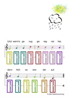 Vorschau - Arbeitsblätter - (B) Es regnet, es regnet - Blockflöte + Rainbow B - Seite 1