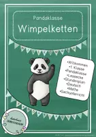 Vorschau - Poster - Wimpelkette Pandaklasse | Klassentier Panda – Klassenraumdeko & Einschulung - Deckblatt