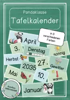 Vorschau - Poster - Tafelkalender / Dauerkalender Pandaklasse – Kalender für den Klassenraum & Morgenkreis - Deckblatt