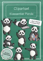 Vorschau - selbst erstellte Cliparts/Grafiken - Clipart Set Panda – Klassentier Pandaklasse Grundschule | 14 PNG Cliparts (Farbe & Schwarz-Weiß) | Privater Gebrauch - Deckblatt