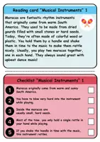 Vorschau - Spiele - Reading task cards: Musikinstrumente / musical instruments - Englisch (Wendekarten) - Seite 1