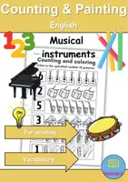 Vorschau - Arbeitsblätter - Musikinstrumente / musical instruments : Zählen & Ausmalen - Englisch - Deckblatt