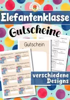 Vorschau - Mal- und Bastelvorlagen - Elefantenklasse - Gutscheine (Klassentier) - Deckblatt
