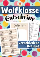 Vorschau - Mal- und Bastelvorlagen - Wolfklasse - Gutscheine (Klassentier) - Deckblatt