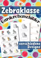 Vorschau - Mal- und Bastelvorlagen - Zebraklasse - Garderobenschilder (Klassentier) - Deckblatt