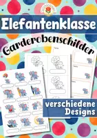 Vorschau - Mal- und Bastelvorlagen - Elefantenklasse - Garderobenschilder (Klassentier) - Deckblatt