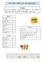 Vorschau - Arbeitsblätter - Ferienrätsel Mathe nach den Sommerferien - Deckblatt