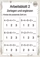 Vorschau - Arbeitsblätter - Rechenwege ergänzen Plus bis 10 | Mathematik Klasse 1 | 5 Arbeitsblätter als PDF - Seite 2