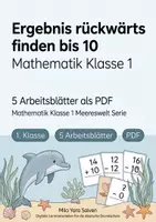 Vorschau - Arbeitsblätter - Ergebnis rückwärts finden bis 10 | Mathematik Klasse 1 | 5 Arbeitsblätter als PDF - Deckblatt