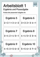 Vorschau - Arbeitsblätter - Ergebnis rückwärts finden bis 10 | Mathematik Klasse 1 | 5 Arbeitsblätter als PDF - Seite 1