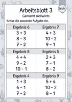 Vorschau - Arbeitsblätter - Ergebnis rückwärts finden bis 10 | Mathematik Klasse 1 | 5 Arbeitsblätter als PDF - Seite 3