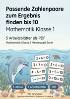 Vorschau - Arbeitsblätter - Passende Zahlenpaare zum Ergebnis finden bis 10 | Mathematik Klasse 1 | 5 Arbeitsblätter als PDF - Deckblatt