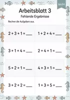 Vorschau - Arbeitsblätter - Plus mit drei Zahlen bis 10 | Mathematik Klasse 1 | 5 Arbeitsblätter als PDF - Seite 3