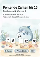 Vorschau - Arbeitsblätter - Fehlende Zahlen bis 15 | Mathematik Klasse 1 | 5 Arbeitsblätter als PDF - Deckblatt