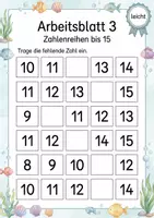 Vorschau - Arbeitsblätter - Fehlende Zahlen bis 15 | Mathematik Klasse 1 | 5 Arbeitsblätter als PDF - Seite 3