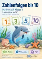 Vorschau - Arbeitsblätter - Zahlenfolgen bis 10 | Mathematik Klasse 1 | 7 Arbeitsblätter als PDF - Deckblatt