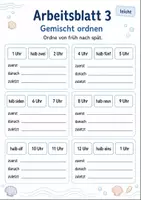 Vorschau - Arbeitsblätter - Uhrzeiten ordnen | Mathematik Klasse 1 | 5 Arbeitsblätter als PDF - Seite 3