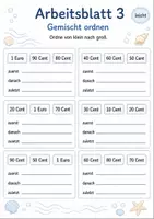 Vorschau - Arbeitsblätter - Preise ordnen bis 1 Euro | Mathematik Klasse 1 | 5 Arbeitsblätter als PDF - Seite 3