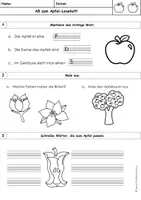 Vorschau - Arbeitsblätter - Apfel Arbeitsblatt | zum Leseheft | Klasse 1 & 2 | differenziert - Seite 3