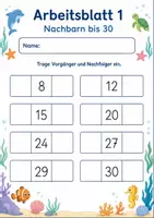 Vorschau - Arbeitsblätter - Vorgänger Nachfolger bis 100 | Mathematik Klasse 2 | 7 Arbeitsblätter als PDF - Seite 1