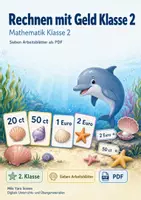 Vorschau - Arbeitsblätter - Rechnen mit Geld Klasse 2 | Mathematik Klasse 2 | 7 Arbeitsblätter als PDF - Deckblatt