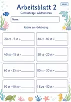 Vorschau - Arbeitsblätter - Rechnen mit Geld Klasse 2 | Mathematik Klasse 2 | 7 Arbeitsblätter als PDF - Seite 2