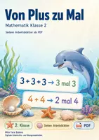 Vorschau - Arbeitsblätter - Von Plus zu Mal | Mathematik Klasse 2 | 7 Arbeitsblätter als PDF - Deckblatt