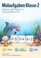 Vorschau - Arbeitsblätter - Malaufgaben Klasse 2 | Mathematik Klasse 2 | 7 Arbeitsblätter als PDF - Deckblatt