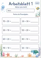 Vorschau - Arbeitsblätter - Plus mit Zehnerzahlen bis 100 | Mathematik Klasse 2 | 7 Arbeitsblätter als PDF - Seite 1