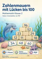 Vorschau - Arbeitsblätter - Zahlenmauern mit Lücken bis 100 | Mathematik Klasse 2 | 7 Arbeitsblätter als PDF - Deckblatt