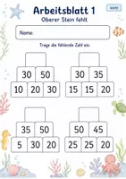 Vorschau - Arbeitsblätter - Zahlenmauern mit Lücken bis 100 | Mathematik Klasse 2 | 7 Arbeitsblätter als PDF - Seite 1