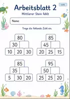 Vorschau - Arbeitsblätter - Zahlenmauern mit Lücken bis 100 | Mathematik Klasse 2 | 7 Arbeitsblätter als PDF - Seite 2