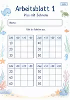 Vorschau - Arbeitsblätter - Rechentabellen bis 100 | Mathematik Klasse 2 | 7 Arbeitsblätter als PDF - Seite 1