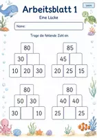 Vorschau - Arbeitsblätter - Rechenpyramiden mit Lücken bis 100 | Mathematik Klasse 2 | 7 Arbeitsblätter als PDF - Seite 1