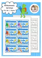 Vorschau - Bildkarten - 1. Schultag, Einschulung, Willkommen in der 1. Klasse, Willkommenskärtchen - Deckblatt
