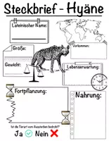 Vorschau - Arbeitsblätter - Steckbrief Hyäne - Deckblatt