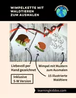 Vorschau - Stationenlernen - Wimpelkette Waldtiere - auch für Homeschooling - Deckblatt