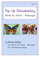 Vorschau - Mal- und Bastelvorlagen - Kunst: Pop Up Schmetterling - Frühling/Sommer - Deckblatt