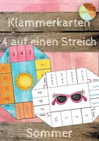 Vorschau - Aufgabenkarten - "4 auf einen Streich" - Sommer - Klammerkarten - Deckblatt