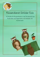 Vorschau - Bildkarten - Klassendienste Klassentier Eule - Deckblatt