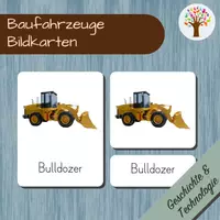 Vorschau - Fördermaterial/Inklusion - Baufahrzeuge - Bildkarten mit Text - Deckblatt