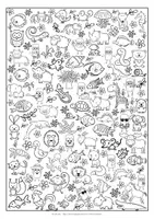 Vorschau - Arbeitsblätter - Finde und male | Wimmelbild | Chalkies im Sommerurlaub - Seite 1
