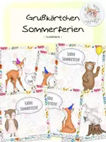 Vorschau - Poster - Sommerferien Grußkärtchen Waldtiere - Deckblatt