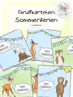 Vorschau - Poster - Sommerferien Grußkärtchen Waldtiere - Deckblatt