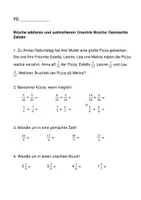 Vorschau - Arbeitsblätter - ÜBUNG Brüche addieren/subtrahieren, gemischte Zahlen - Deckblatt