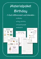 Vorschau - Arbeitsblätter - Kreatives Materialpaket "Birthday" 3 -fach differenziert - Deckblatt