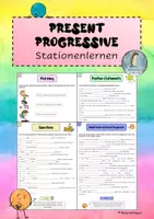 Vorschau - Arbeitsblätter - Present Progressive - Stationenlernen - Übungen (+Merkblatt) - Deckblatt